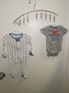 Baby Gear Gray "All American Cutie" Onesie with Blue & Red Accents